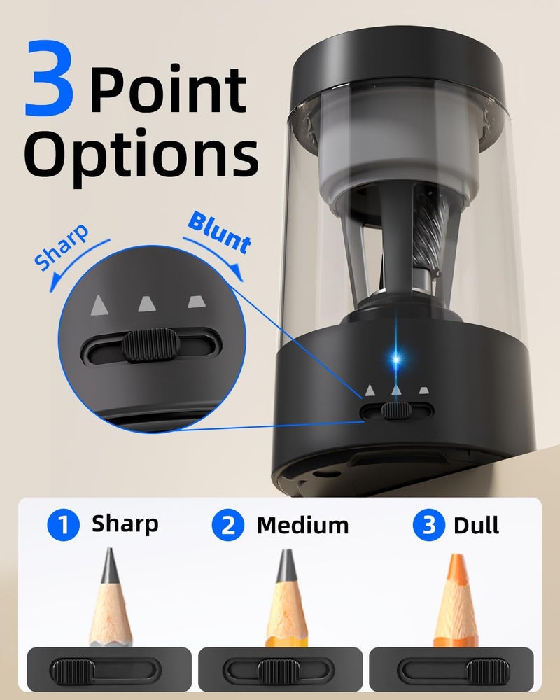 Zmol Fully Automatic Pencil Sharpener for Classroom, Hands-Free,Battery Operated Rechargeable Electric Colored Pencil Sharpeners, Auto Stop,Suitable for No.2/Office/Home/School - Image 3